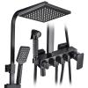 Black Wall-Mounted Bathtub and Shower Faucet Set view 1