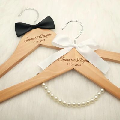 Personalized Wooden Wedding Hangers, Set of 2