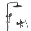 8-Inch Black Thermostatic Shower Set with Rain Shower and Multifunction Hand Shower view 1