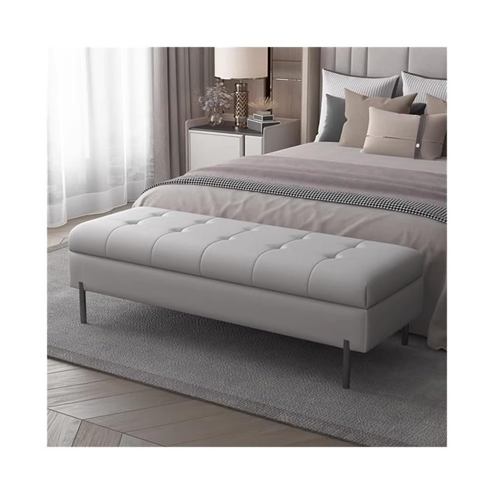 XXAD553TY Upholstered Storage Bench, Light Gray