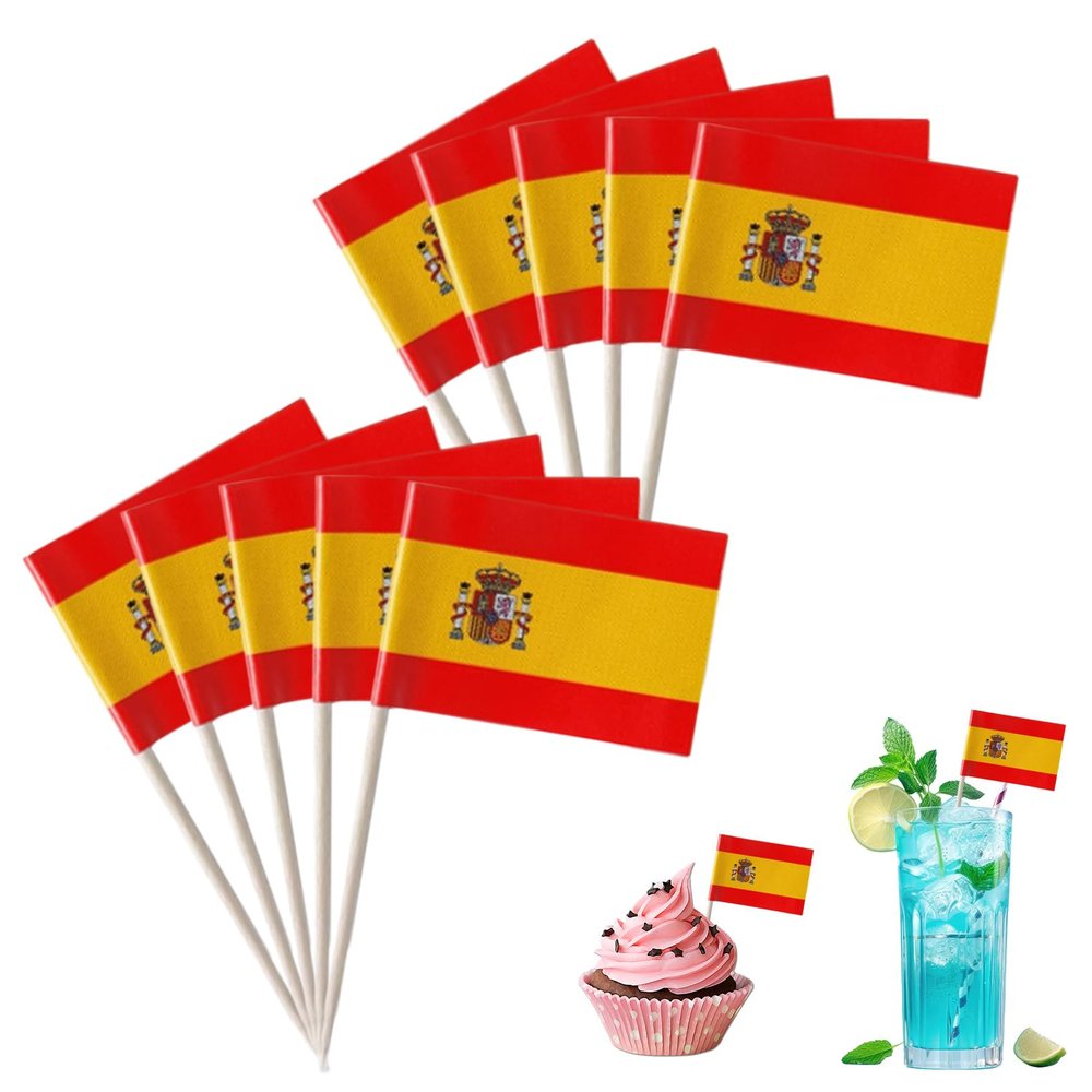 100 Count Spain Toothpick Flags