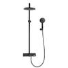 Shower Faucet System with Waterfall Tub Filler, 10-Inch Shower Head and Hand Shower, Black view 1