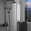Shower Faucet System with Waterfall Tub Filler, 10-Inch Shower Head and Hand Shower, Black view 3
