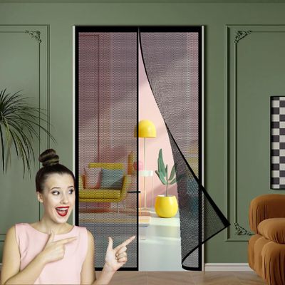 Magnetic Fly Screen Door 99 x 260 cm, No-Drill Installation, Black