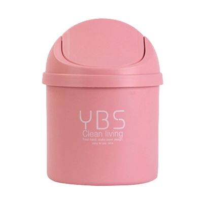 Mini Desktop Trash Can with Lid (Pink)