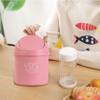 Mini Desktop Trash Can with Lid (Pink) view 2