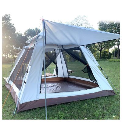4-Person Camping Tent with Double Doors and Four Windows, Easy-Setup Lightweight Canopy