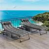 Set of 2 Folding Reclining Sun Loungers with Cushions, Grey view 2