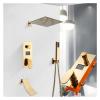 Gold Wall-Mount Shower Faucet Set with Digital Display view 1