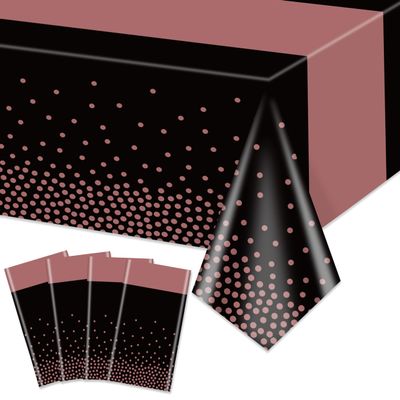 Hegbolke Tablecloths in Black and Rose Gold, 220 x 130 cm, Rectangular, Set of 4