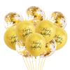 Gleemix 10 Pack Happy Birthday Balloons Gold Metallic with Confetti view 1