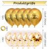Gleemix 10 Pack Happy Birthday Balloons Gold Metallic with Confetti view 2