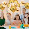 Gleemix 10 Pack Happy Birthday Balloons Gold Metallic with Confetti view 4
