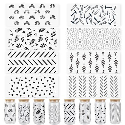 SOFPLATE 8 Sheets 8 Styles Glass Cup Stickers