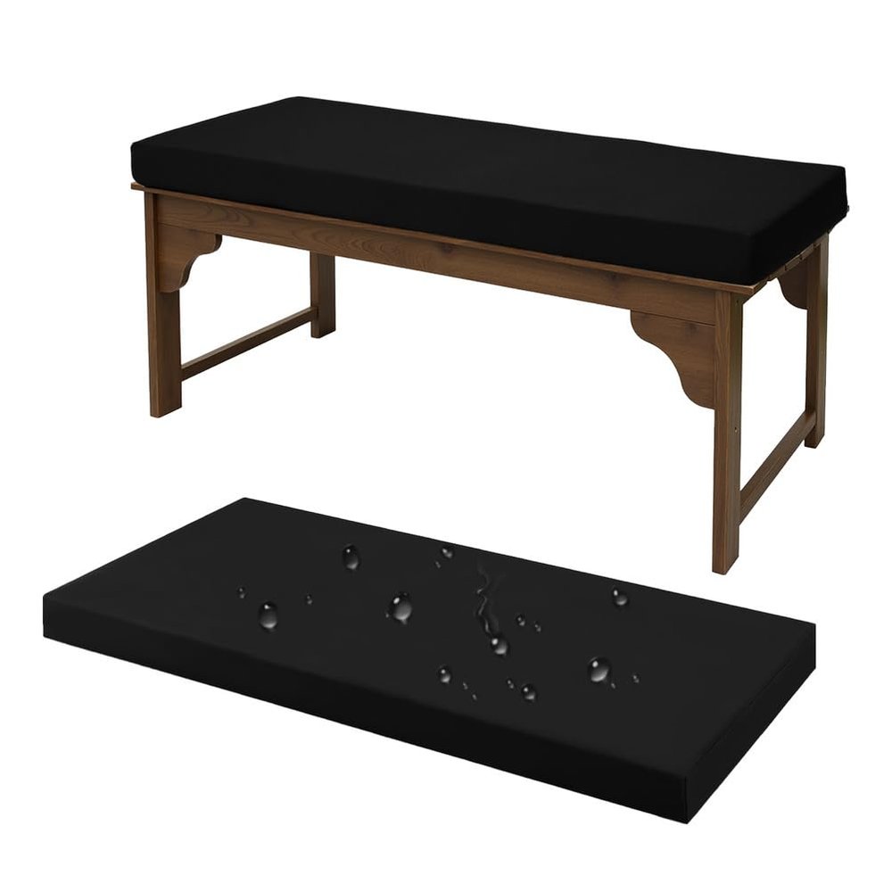 ZSWXF Outdoor Waterproof Bench Cushion, Black, 160 x 30 x 5 cm