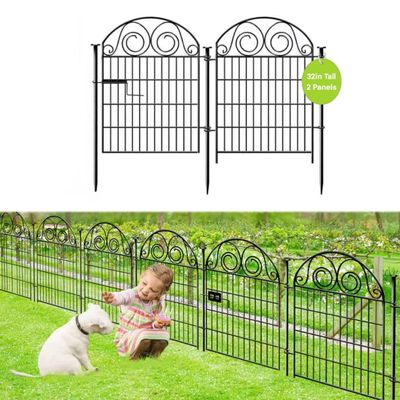 Getlay Tall Garden Fence with Gate, 81.3 cm High, 2 Panels, 122 cm Total Length, Outdoor Dog Fence, Decorative Garden Fence, Patented