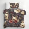 Skull Bedding Set 155 x 220 cm, Vintage Floral Skull Design, 3-Piece Set with 2 Pillowcases view 3