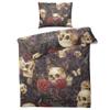 Skull Bedding Set 155 x 220 cm, Vintage Floral Skull Design, 3-Piece Set with 2 Pillowcases view 4