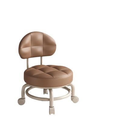 ZTZTZ Low Round Rolling Stool with Wheels, 360° Swivel, Backrest, Coffee