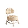 ZTZTZ Low Round Rolling Stool with Wheels, 360° Swivel, Backrest, Coffee view 3