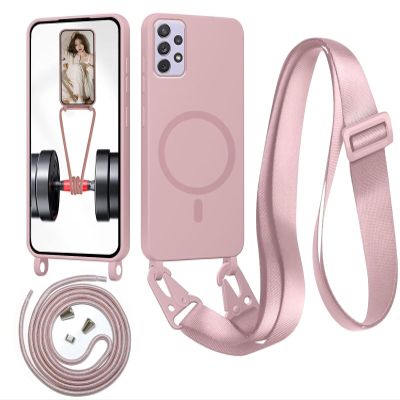 Beajew Phone Necklace Case for Samsung Galaxy A35, MagSafe Compatible, Sand Powder