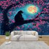 PaxGloz Black Cat Moonlit Cherry Blossom Tree Photo Wallpaper, Nonwoven, 400 x 280 cm view 1