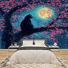PaxGloz Black Cat Moonlit Cherry Blossom Tree Photo Wallpaper, Nonwoven, 400 x 280 cm view 2