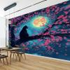 PaxGloz Black Cat Moonlit Cherry Blossom Tree Photo Wallpaper, Nonwoven, 400 x 280 cm view 3