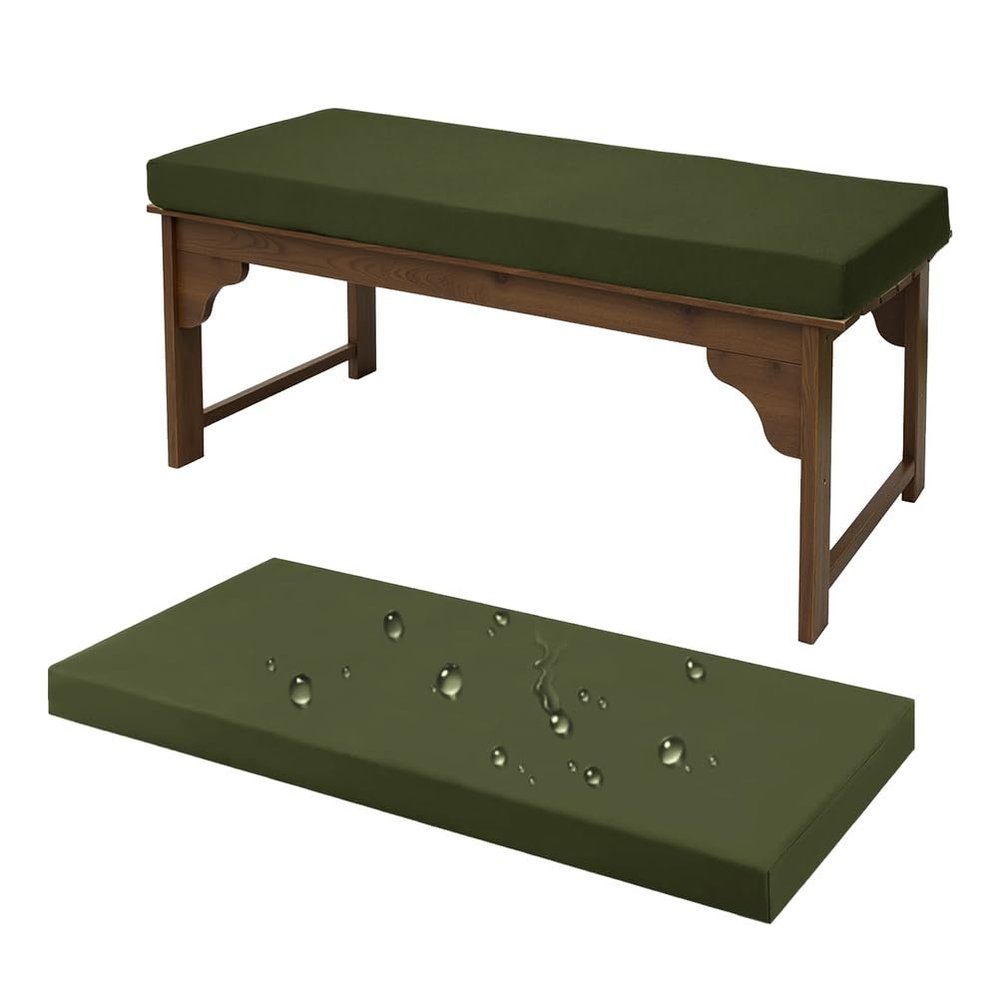 ZSWXF Waterproof Outdoor Bench Cushion, Non-Slip, Green, 170 x 35 x 5 cm