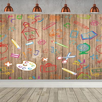 Hnmdmyi 10 x 8 ft Back to School Vintage Wood Wall Photography Backdrop