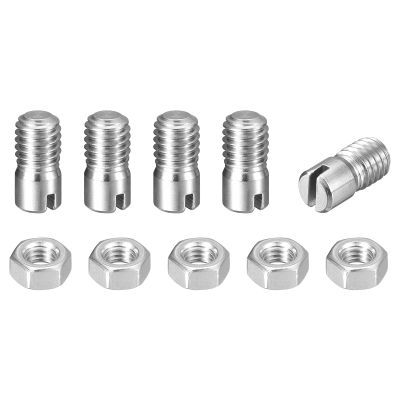 sourcing map 5-Pack Slotted Cylindrical Pins, M6 x 10 mm, 304 Stainless Steel, with Nuts