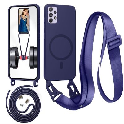 Beajew Samsung Galaxy A34 5G Case with Strap, MagSafe Compatible, Dark Blue