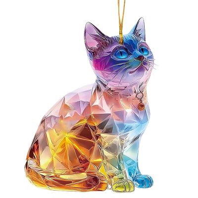 Colorful Acrylic Cat Decoration