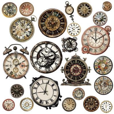 Craspire 8 Sheet Retro Clock Wall Stickers