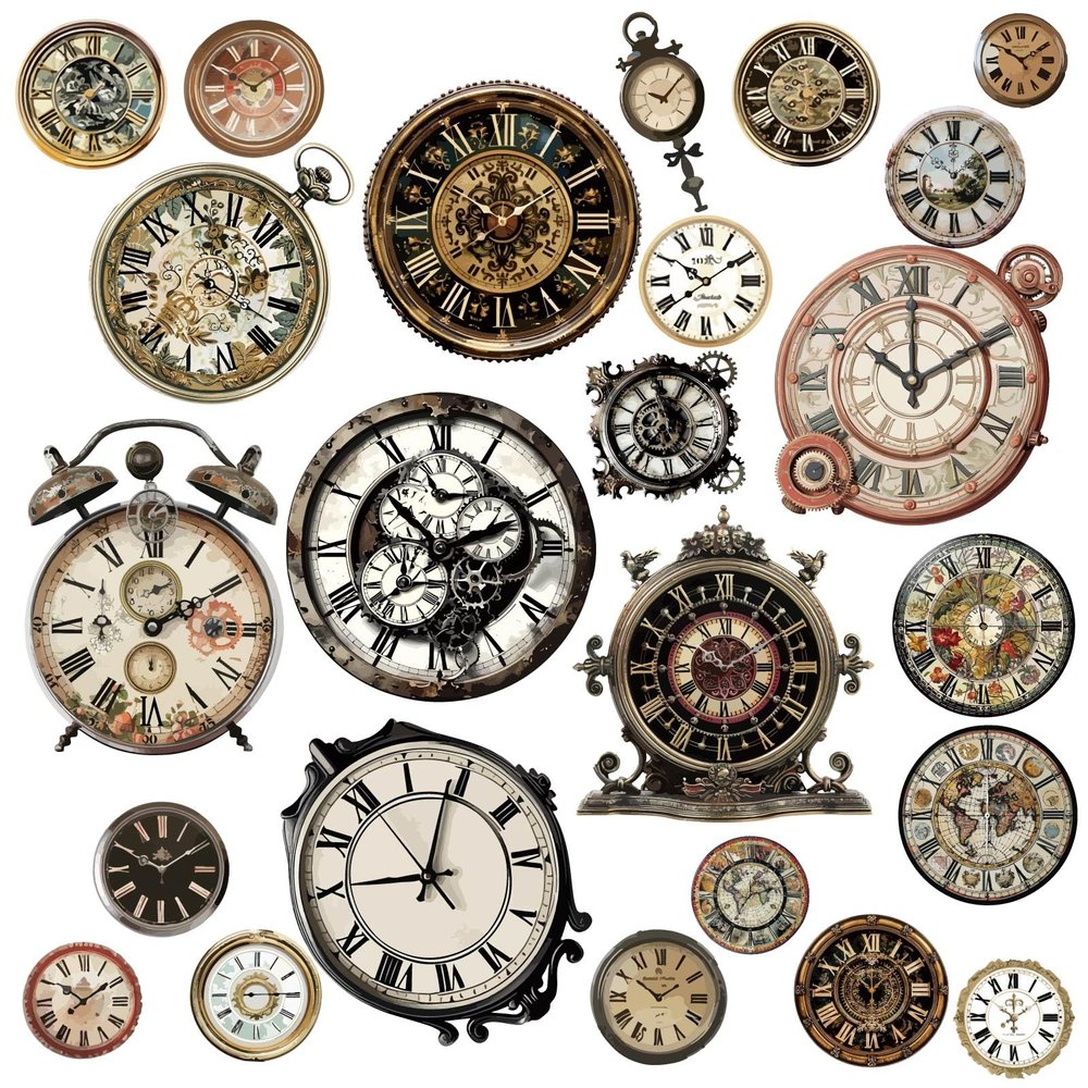 Craspire 8 Sheet Retro Clock Wall Stickers