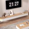 SZKTHD Wall-Mounted TV Stand, Floating Solid Wood Console with White Cabinet and Wood Top, Minimalist Media Shelf for Living Room, 120–300 cm (240 cm/94.5 in) view 2