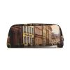 PPTHSNVB Poland Historic Center Street Pencil Case with Zipper, Large-Capacity Leather Pencil Pouch, Portable Makeup Bag for Women and Men, Gold view 1