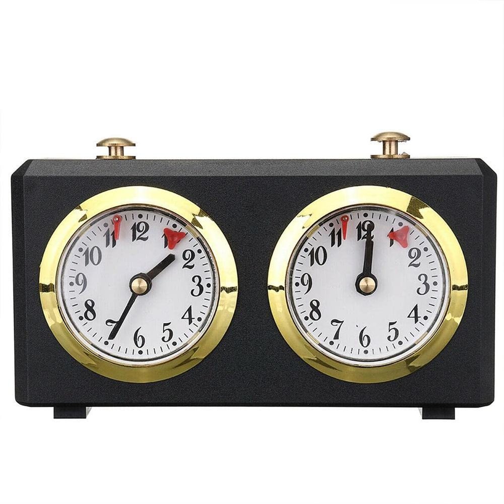 Srliya Chess Timer, Lightweight Portable Quartz Chess Clock for International and Chinese Chess, No Batteries Required, Black Plastic, 15 x 5.5 x 9 cm