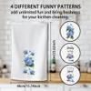 WADORN 4-Piece Funny Kitchen Towels with Hydrangeas & Butterflies view 4
