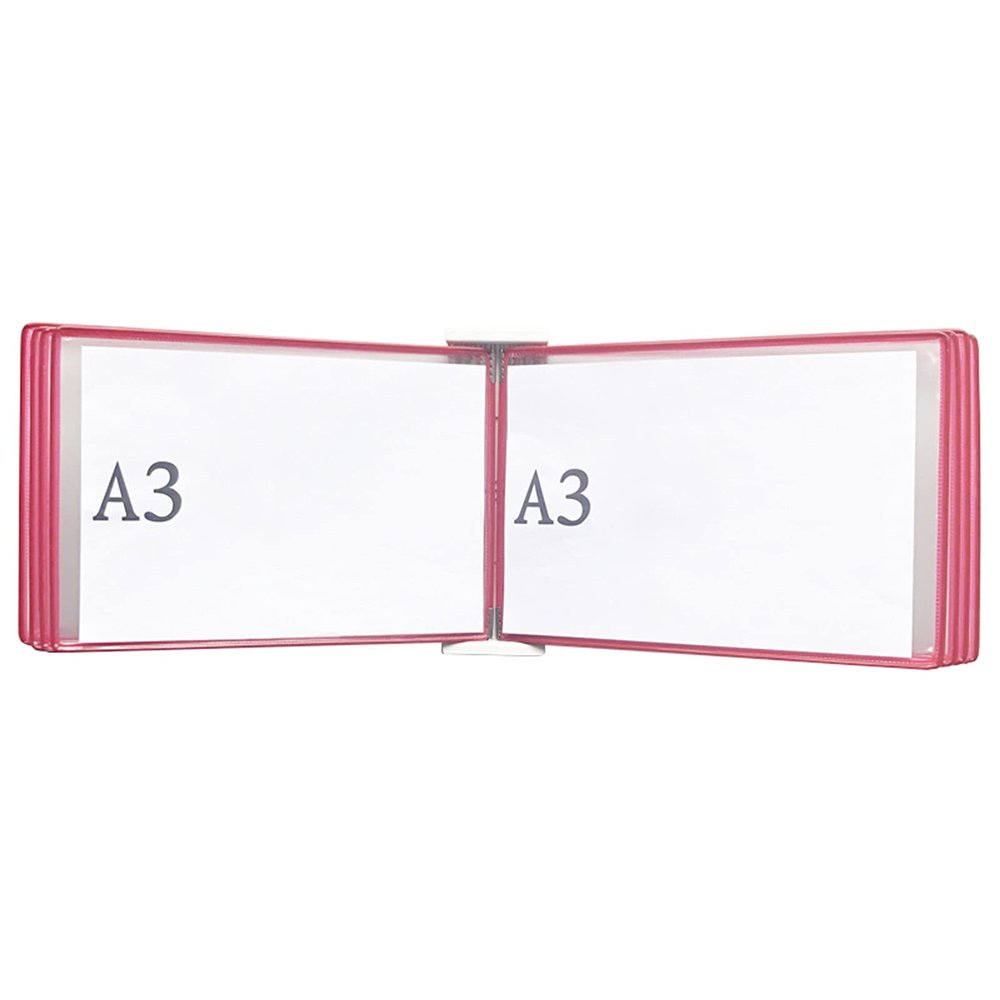 ERSINIAN Wall-Mounted Reference Display System, 10 Pockets, A3 Landscape, Red