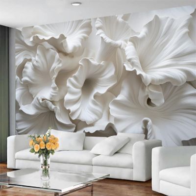 GIVLWF 3D Floral Wallpaper, Raised-Flower Wall Mural for Bedroom and Living Room