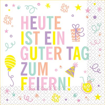 Riethmüller Napkins "Today is a Good Day to Celebrate" 33cm x 33cm, 16 Pack