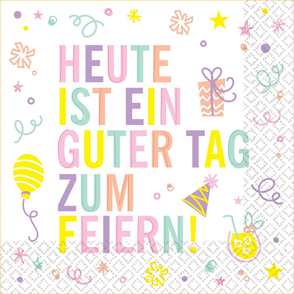 Riethmüller Napkins "Today is a Good Day to Celebrate" 33cm x 33cm, 16 Pack