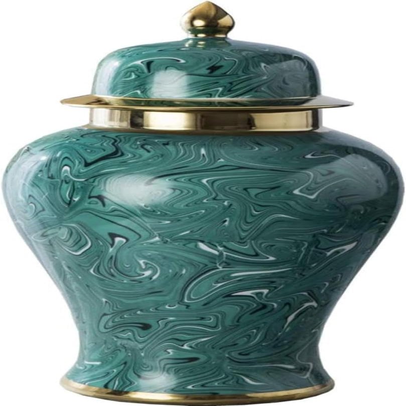 Antique-Style Ceramic Ginger Jar Vase with Gold Accent, H60 cm