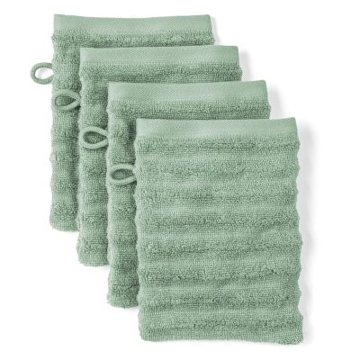 Pure Label Washcloths, 4-Piece Set, 4 x 16 x 21 cm, 100% Cotton, Soft, Sage Green