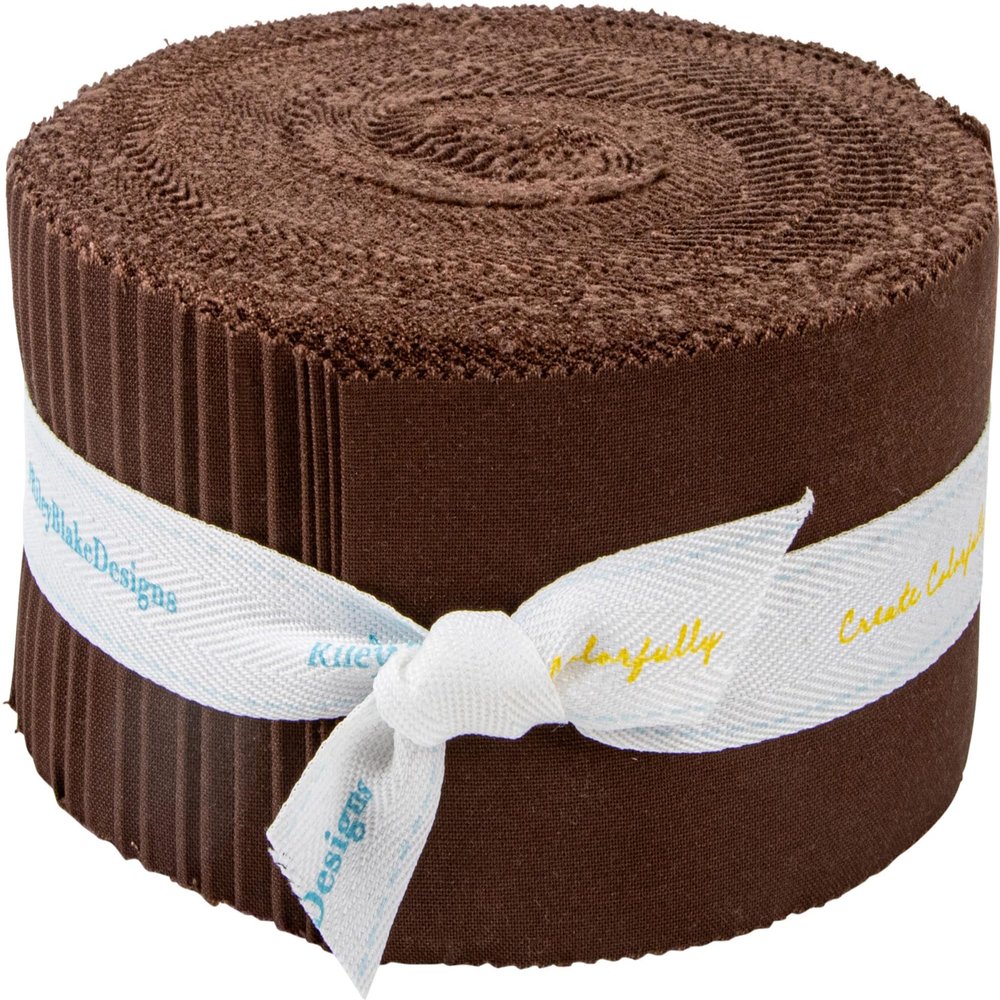 Confetti Cotton Solids Brownie Rolie Polie, 40 Strips, 6.3 cm, Riley Blake RP-120-BROWNIE-40