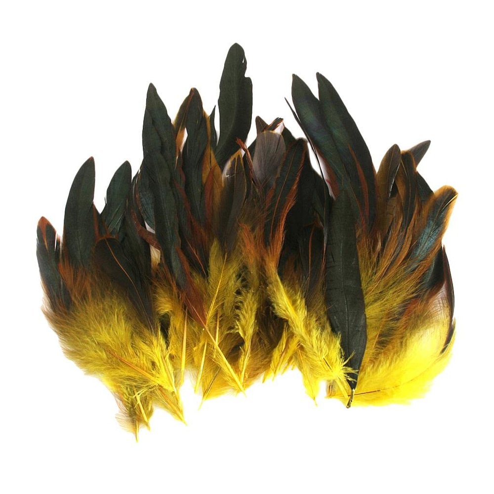 Wholesale 50 pcs 4-7 inch Chicken Feathers for Home, Yellow