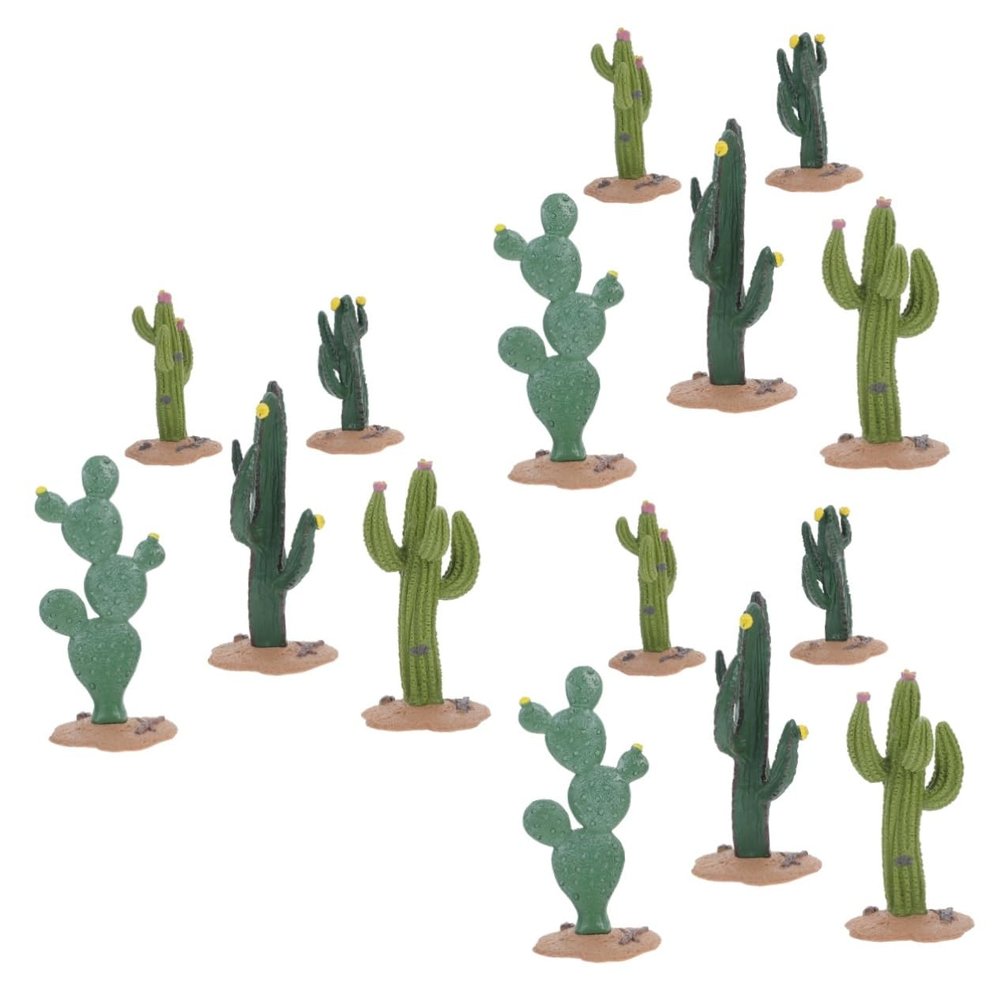Cabilock 3 Sets of Artificial Cacti, Realistic Plastic Cactus Figures for Home and Office Decor, Simulated Plants for Sand Tables, Mini Landscapes and Creative Arrangements, 5 Pieces x 3
