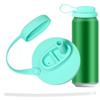 Can Lids with Straw, Airtight Silicone Covers