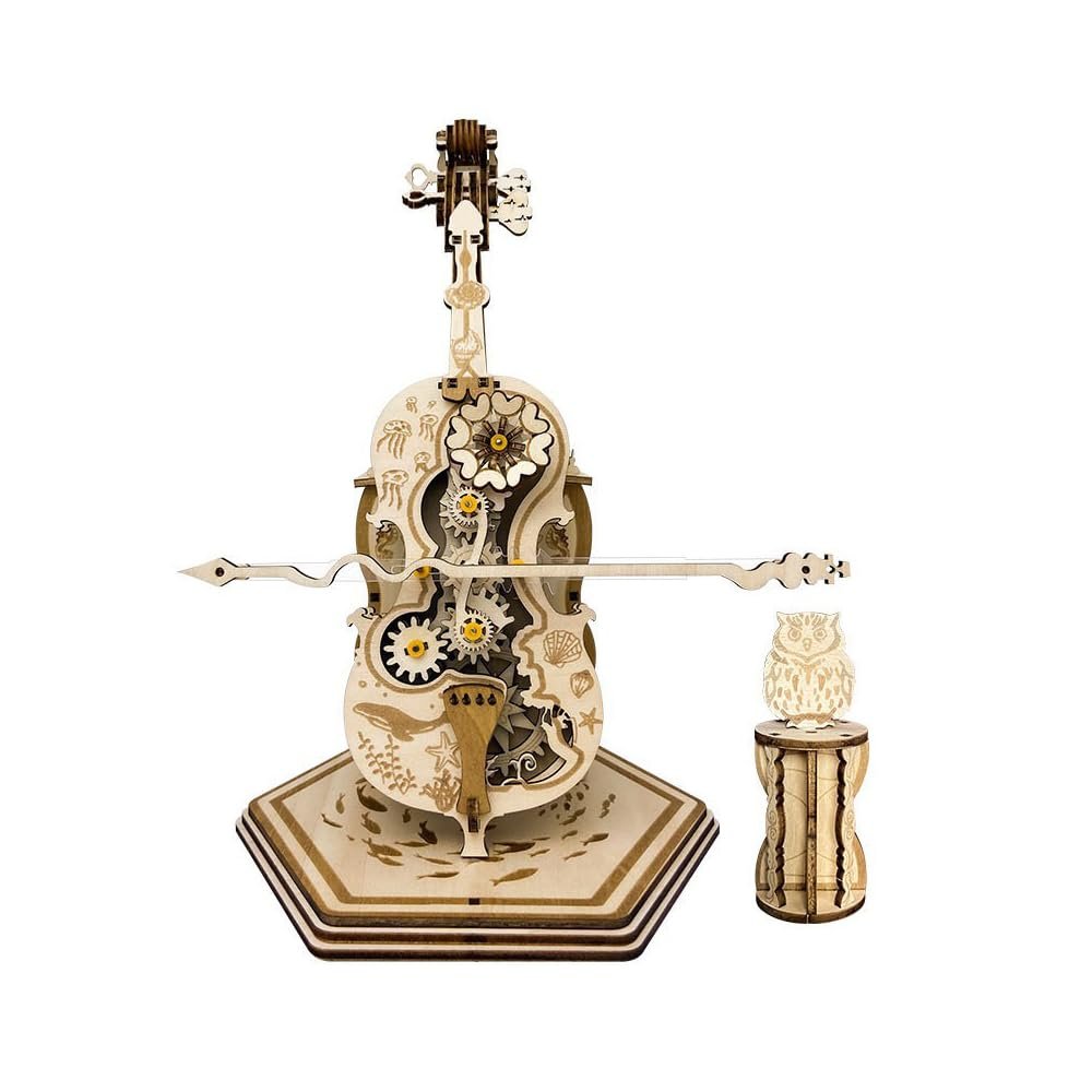 Pilipane DIY 3D Wooden Cello Music Box Puzzle